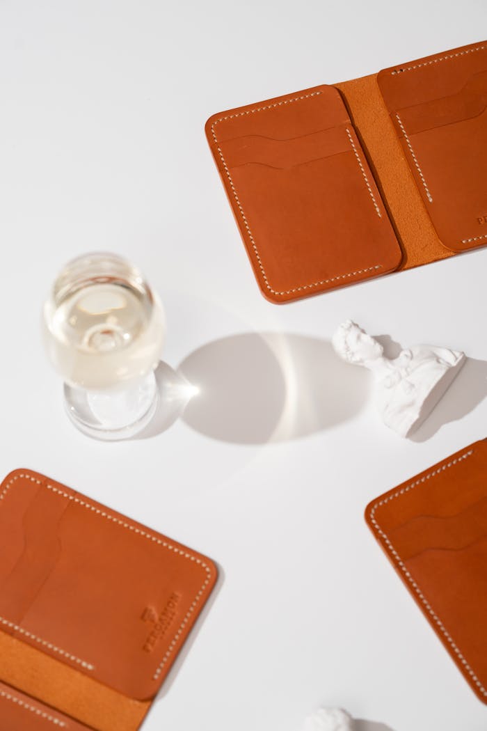 Display of Open Leather Wallets